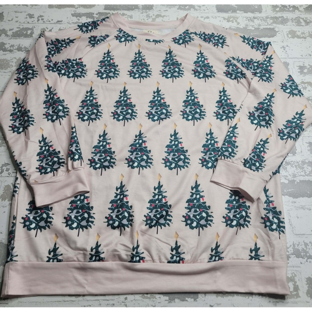 Sugar Stitch Christmas Tree Women's Long‎ Sleeve Top 2XL Holiday